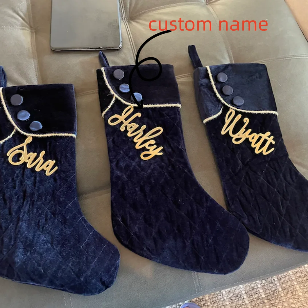 Personalized Christmas Stocking Tag Stainless SteelName Tags Custom Christmas Gift Name Tags Holiday Party Dinner Seating Cards