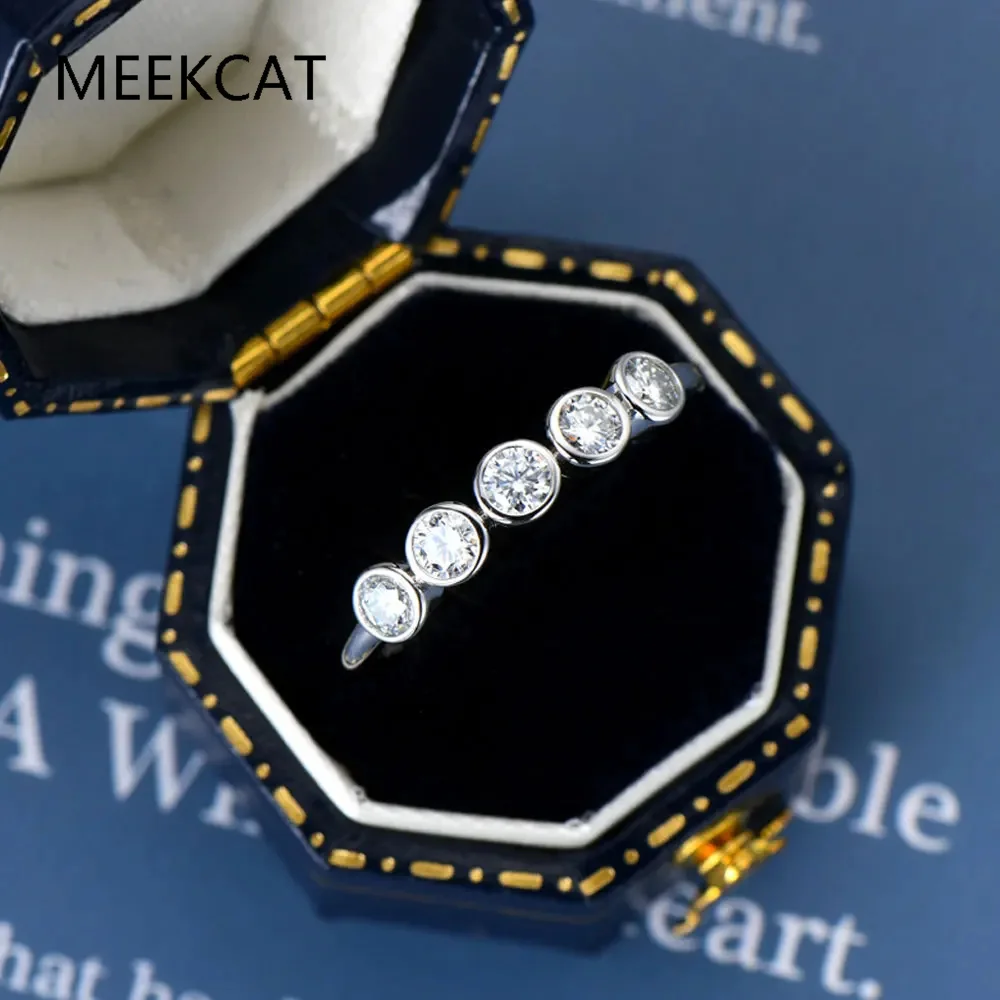 Simulated D VVS All Moissanite Rings for Women Bubbles Classic Engagement Wedding Band Sparkling 925 Sterling Silver Ring