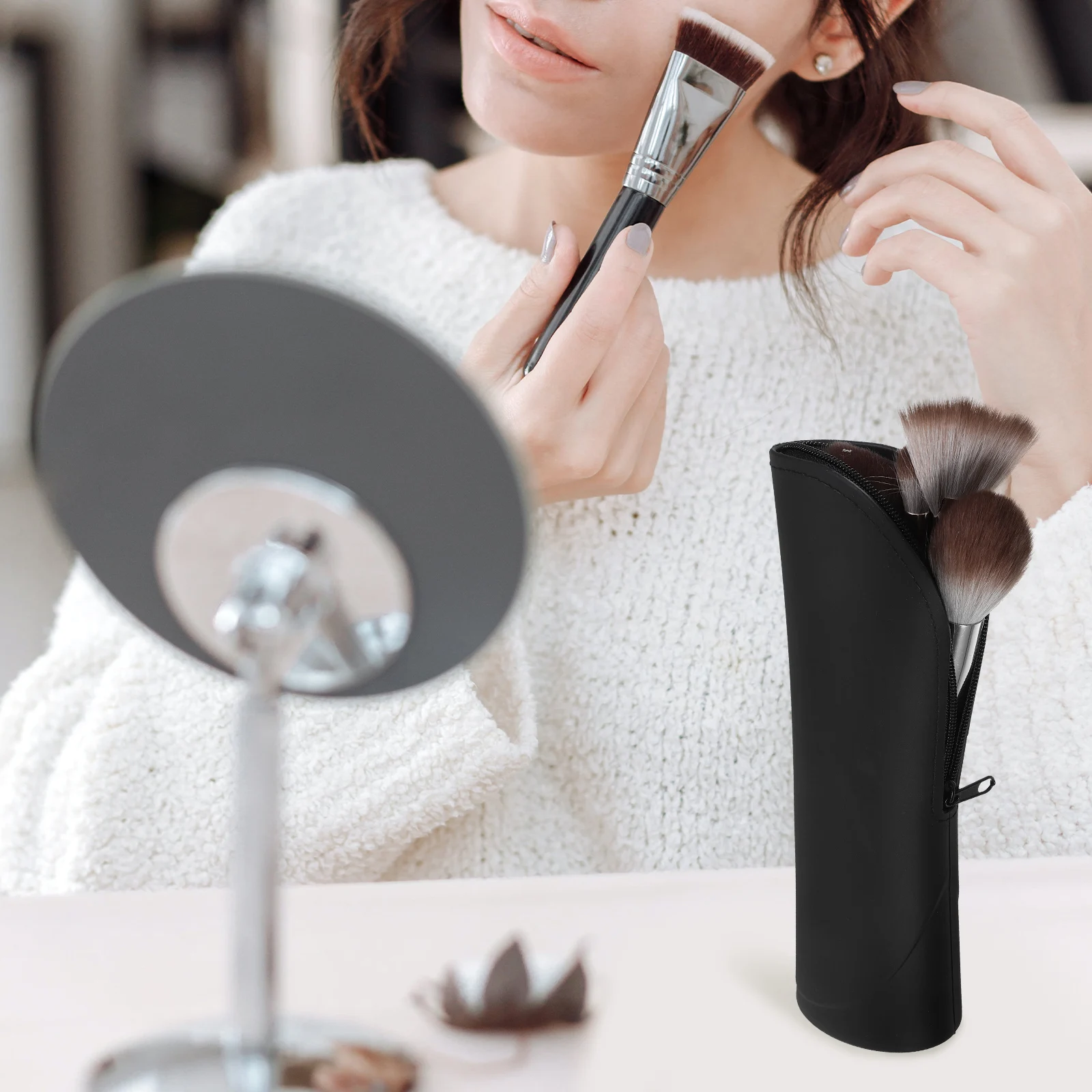 

Силиконовая сумка для кистей для макияжа, кардиган, цветной вертикальный чехол для хранения, дорожная сумка-ганайзер, держатель для кистей, ручек, подводки для глаз, мелких предметов