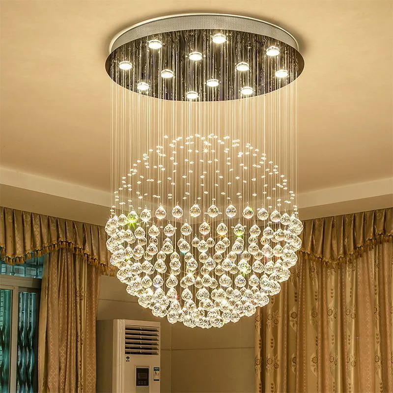 

Round Crystal Ceiling Chandelier For Living Dining Room Bedroom Ball Design Lamp Led Cristal Lustre New Home Decor Light Fixture