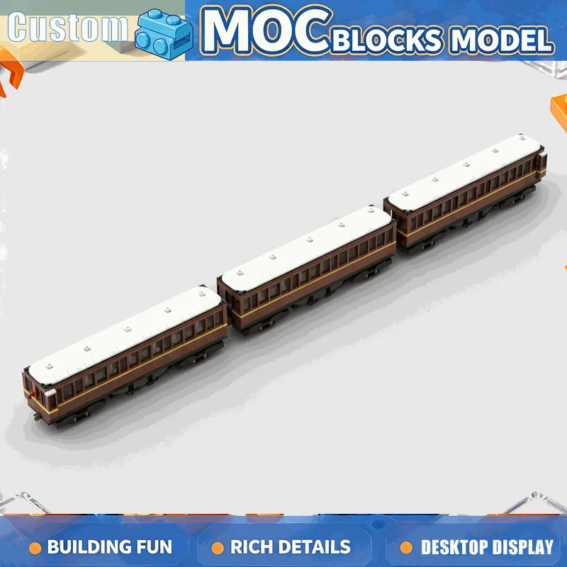 NEW 2838 Parts Vintage Multiple Unit Railway Train Building Blocks Three Car Passenger Transport Model DIY Assembly Gifts Toy