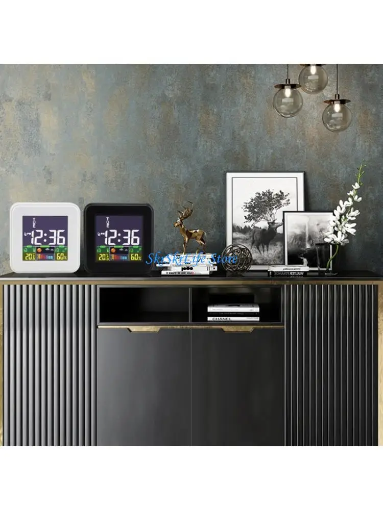 E65E Stylish Touches Screen Alarm Clock With Build In Room Climate Sensors for Bedroom