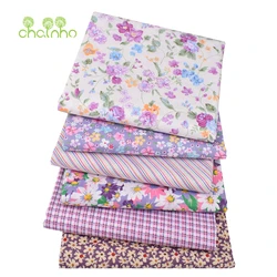 Purple Floral Printed Twill Cotton Fabric,Patchwork Cloth,DIY Sewing Quilting Home Textiles Material For Baby&Children's Bedding