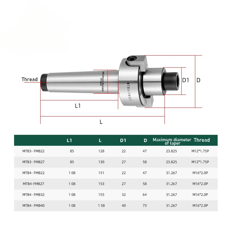 MT2 MT3 MT4 FMB22 FMB27 FMB32 FMB40 Morse FMB tool holder Face Milling Machine Tool Holder Cnc Hanger BAP 300R 400R 50mm 63mm