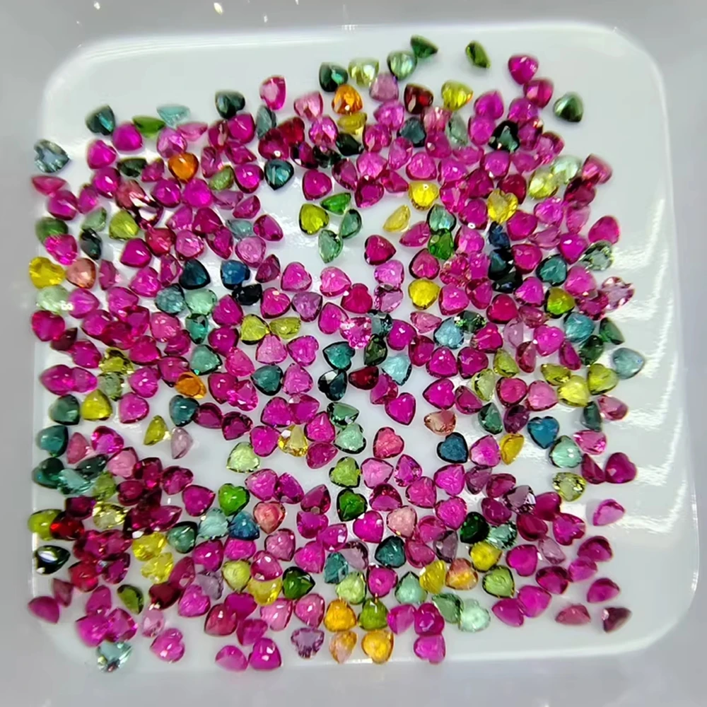 

Маленький шедевр, отличная огранка в форме сердца, 4X4 мм, натуральный турмалин, разноцветные ювелирные изделия из драгоценных камней, сделай сам