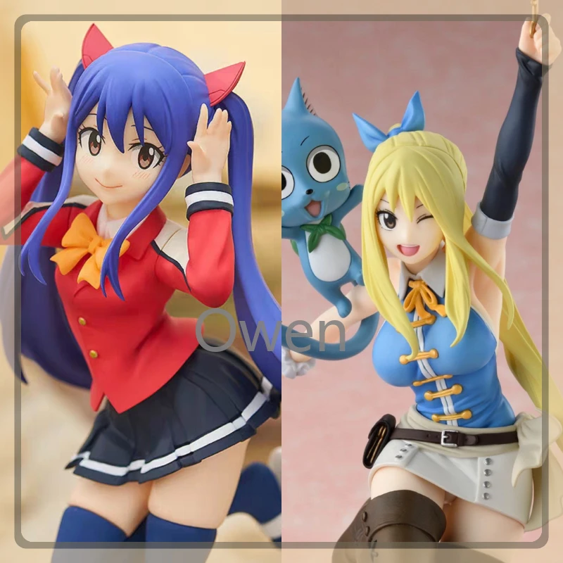 Genuine Original Anime FAIRY TAIL Lucy Heartfilia Figurine Wendy Marvell Action Figures PVC Model Collection Toys Birthday Gifts