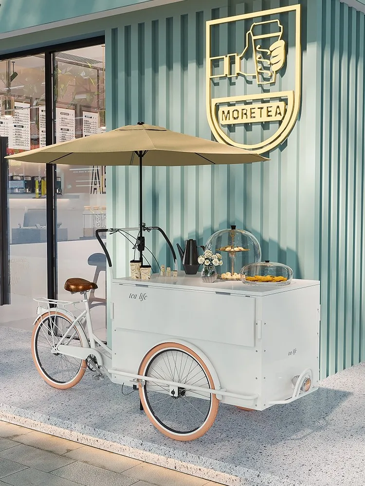 multifunctional selling float, mobile coffee cart, decoration, reverse riding bike, outdoor milk tea, ice cream, tricycle