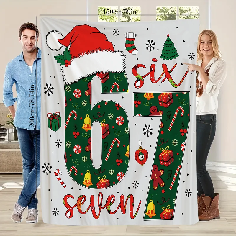 Number 67 printed fabric, providing comfort throughout the year, suitable for use as Christmas gifts, camping and travel items