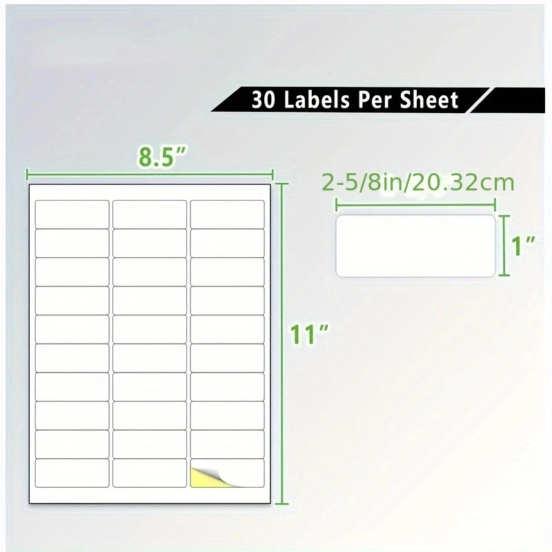 30 sheets Printable Writing White Matte Sticker Labels for Laser/Inkjet Printers 30 per Sheet Blank Self Adhesive Labels