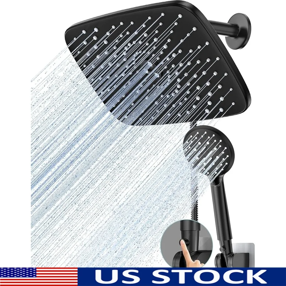 

11,8-дюймовая насадка для тропического душа, ручная двойная насадка для душа высокого давления, 5 режимов, бесплатная установка, защита от засорения, широкий дождь