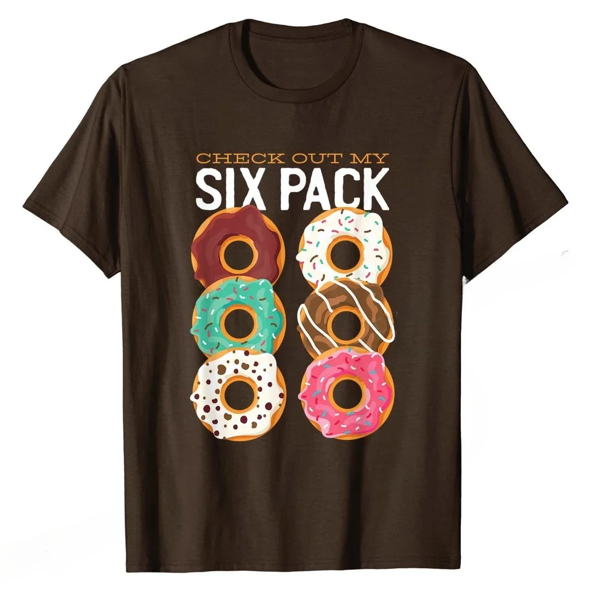 Cheavyweight streetwear anime Funny Check Out My Six Pack Donuts T-Shirt Company Design Tshirts Cotton Men's Tops Tees Summer