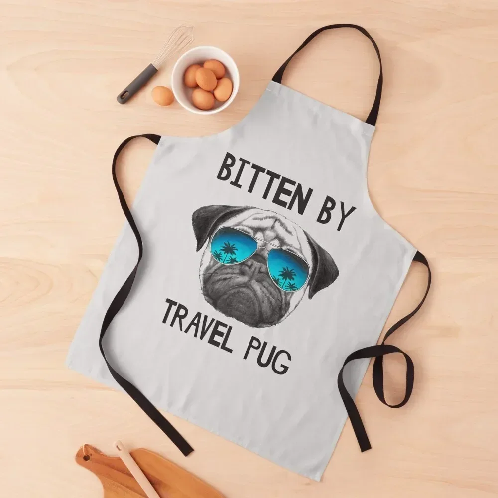 Bitten By Travel Pug Apron Customizable For Hairdresser Apron