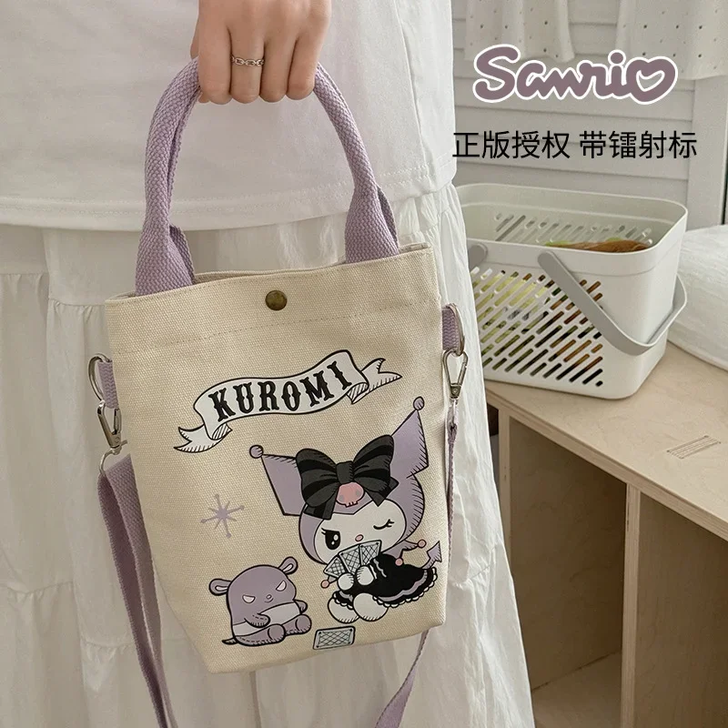 Sanrio Jade Cinnamon Dog Cartoon Printed Mini Crossbody Canvas Bag Cute Kulomie Handbag Casual Going Out Shoulder Satchel