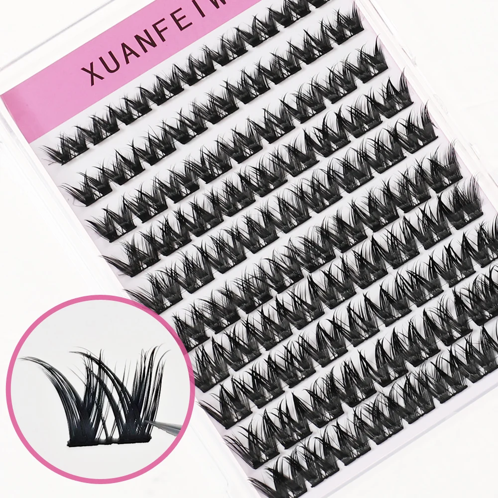 

Xuanfeiwu Segmented Single Cluster Eyelashes DIY Self-Grafting Natural Realistic Thick Fishtail Cross Party Makeup False Eyelashes New Internet Celebrity Adhesive Eyelashes
