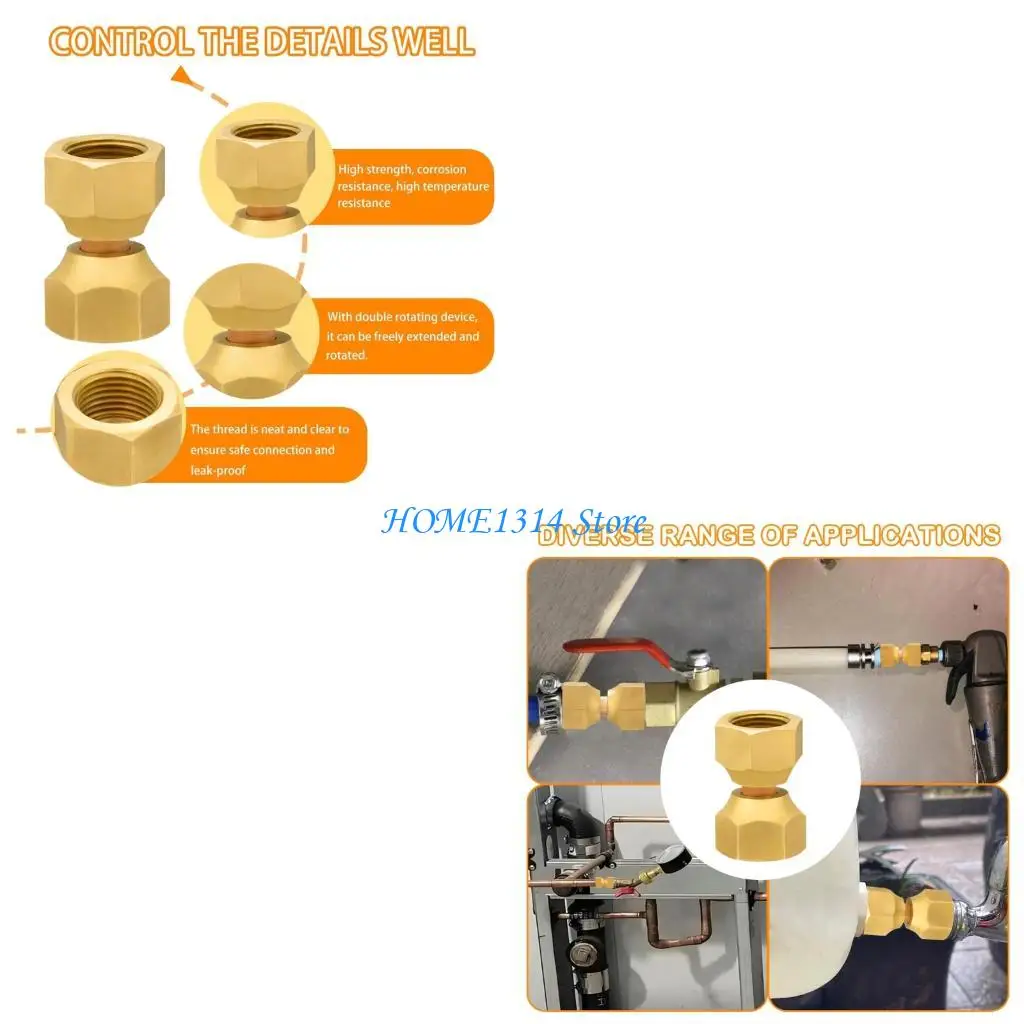 

M6CE, 2 шт., сверхмощный латунный поворотный адаптер, резьба 3/8 дюйма, соединение для газа и жидкости, двойные вращающиеся