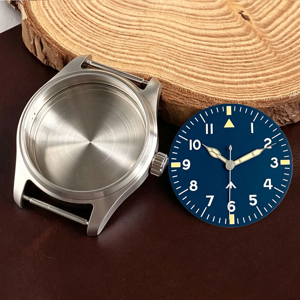 

39mm Pilot VH31 Watch Case 316L Stainless Steel 20ATM Dial Hands Suit Sapphire Glass for VH31 NH35 NH36 ETA2824 Movt Watch Parts