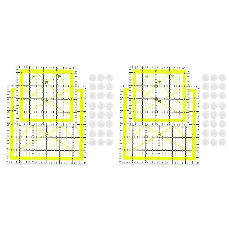 2Sets Square Patchwork Ruler Quilting Templates, Fabric Cutting Ruler for Craft Project Fabric Quilting and Sewing