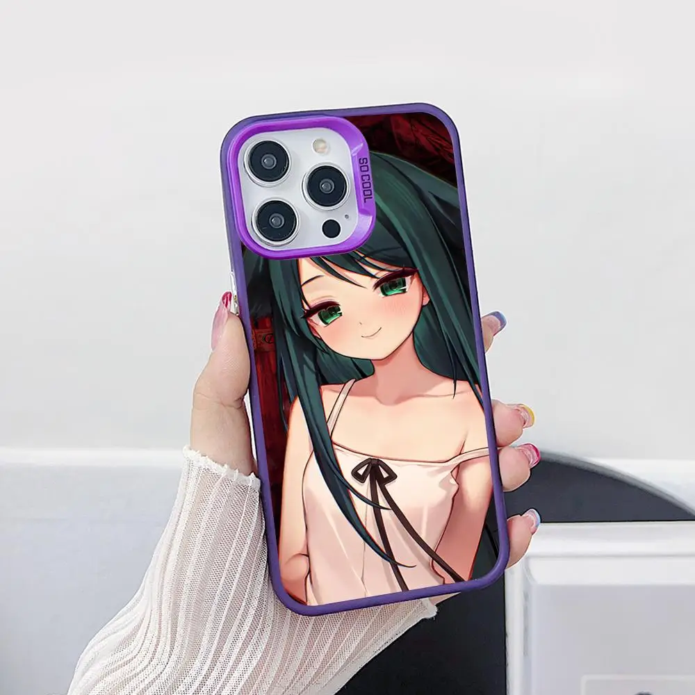 Saya no Uta حافظة هاتف محمول لهاتف آيفون 17 16 15 14 13 12 11 X XR XS 8 7 Pro Max Plus غطاء أرجواني شفاف فاخر جميل