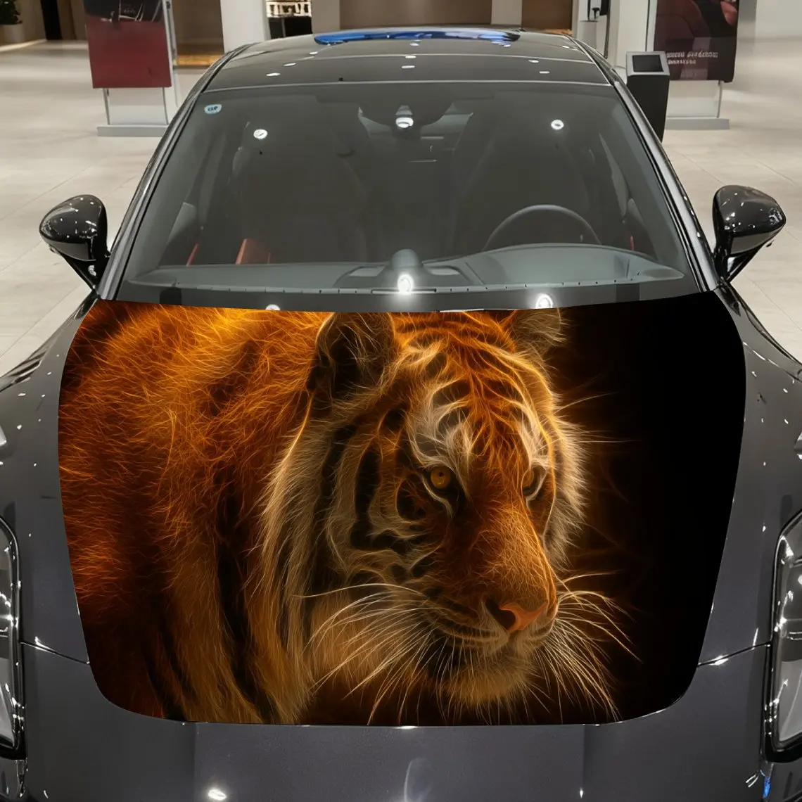 

Car Decals A Tiger In Rich Orange-Brown Hues Close - Up With Textured Fur, Front-Facing Posture And Captivating Visual Depth Car