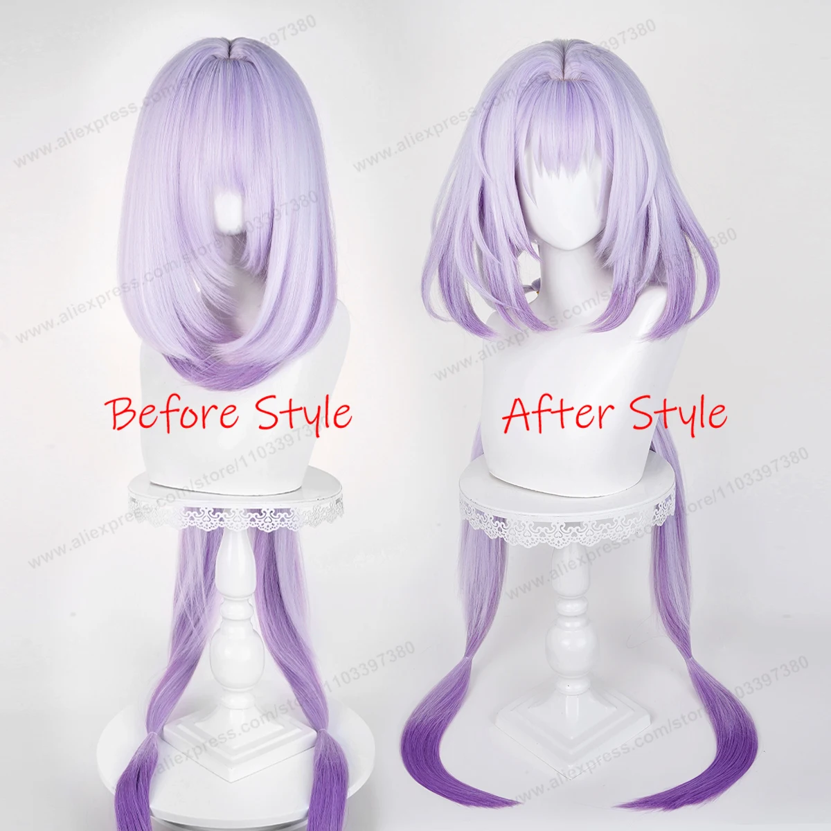 HSR Castorice Cosplay Wig Synthetic Hair 130cm Long Light Purple Gradient Mixed Women Wig Heat Resistant Wigs