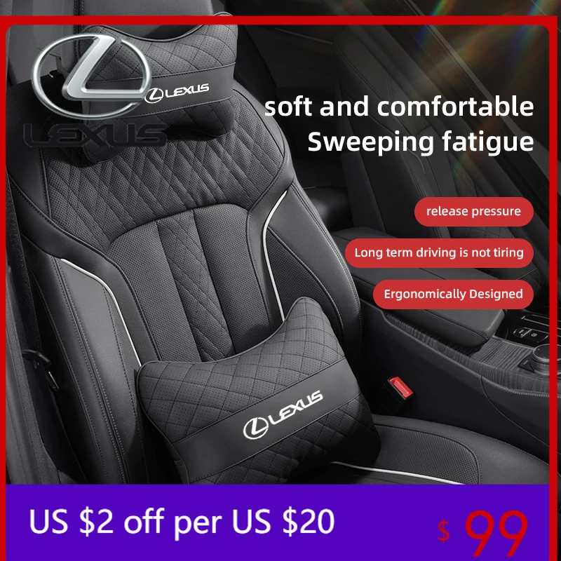 

Подушки для подголовника и поясничной опоры из кожи для сидений Lexus RX300, IS200, IS250, ES350, CT200h, UX250h, NX300 (аксессуары для интерьера)