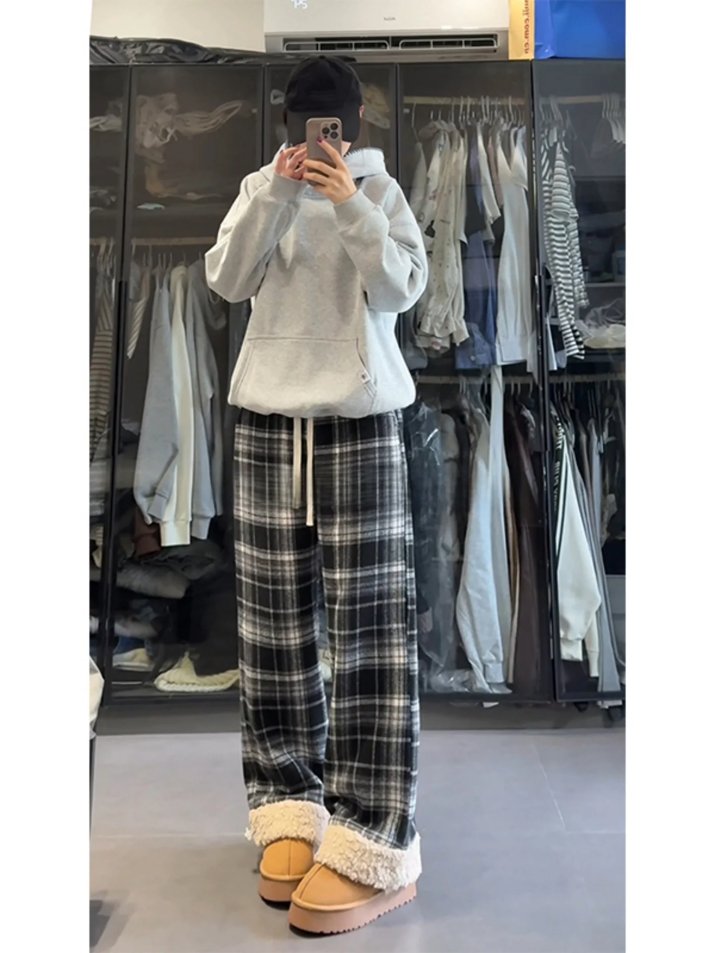 

American Vintage Plaid Pants Thi Warm Cotton Loose Casual Long Trousers for Men And Women Winter Comfortable Lazy Sle