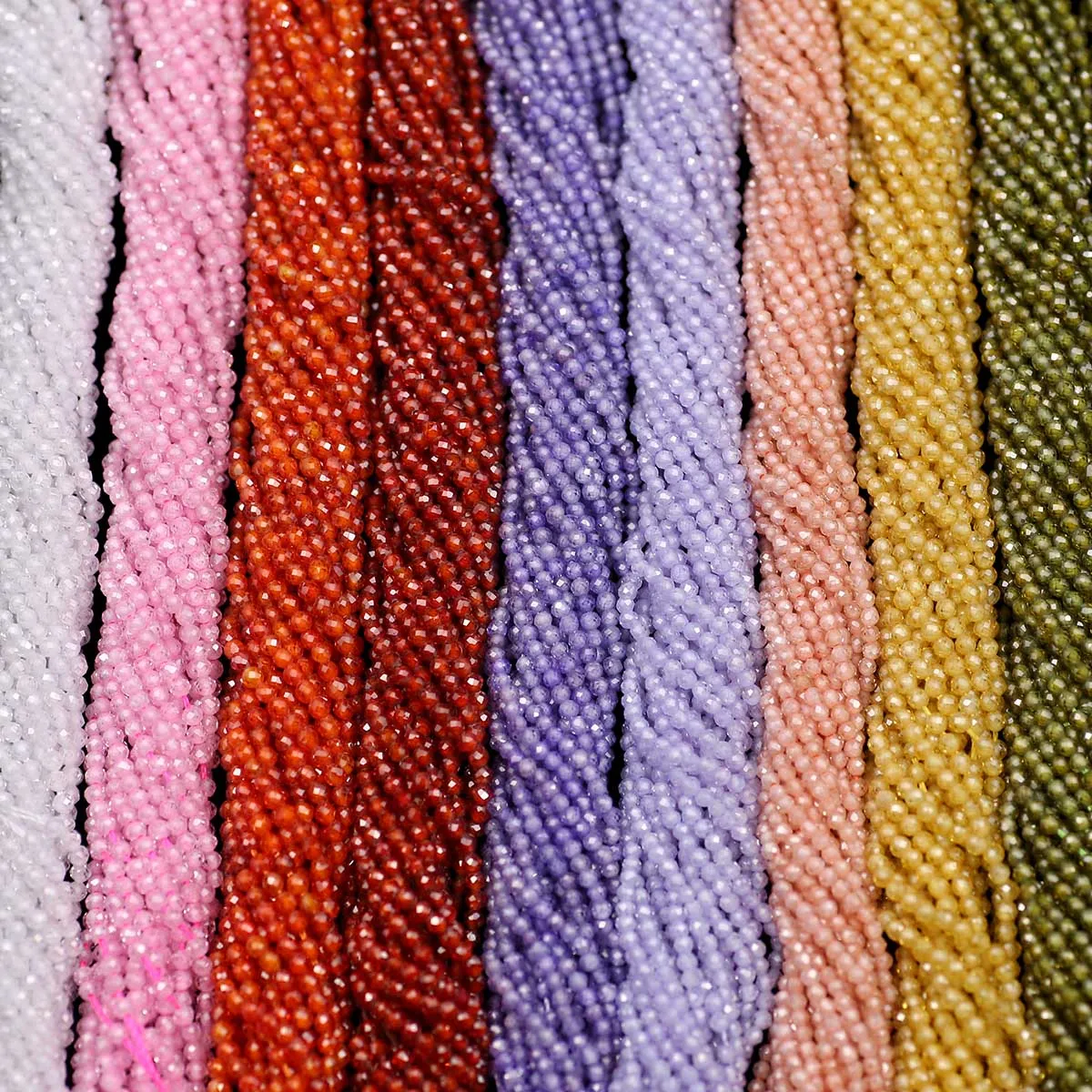 1 가닥 2MM DIY 천연석 지르콘면 처리 된 라운드 루즈 비즈 여성 펜던트 팔찌 목걸이 쥬얼리 액세서리 만들기위한