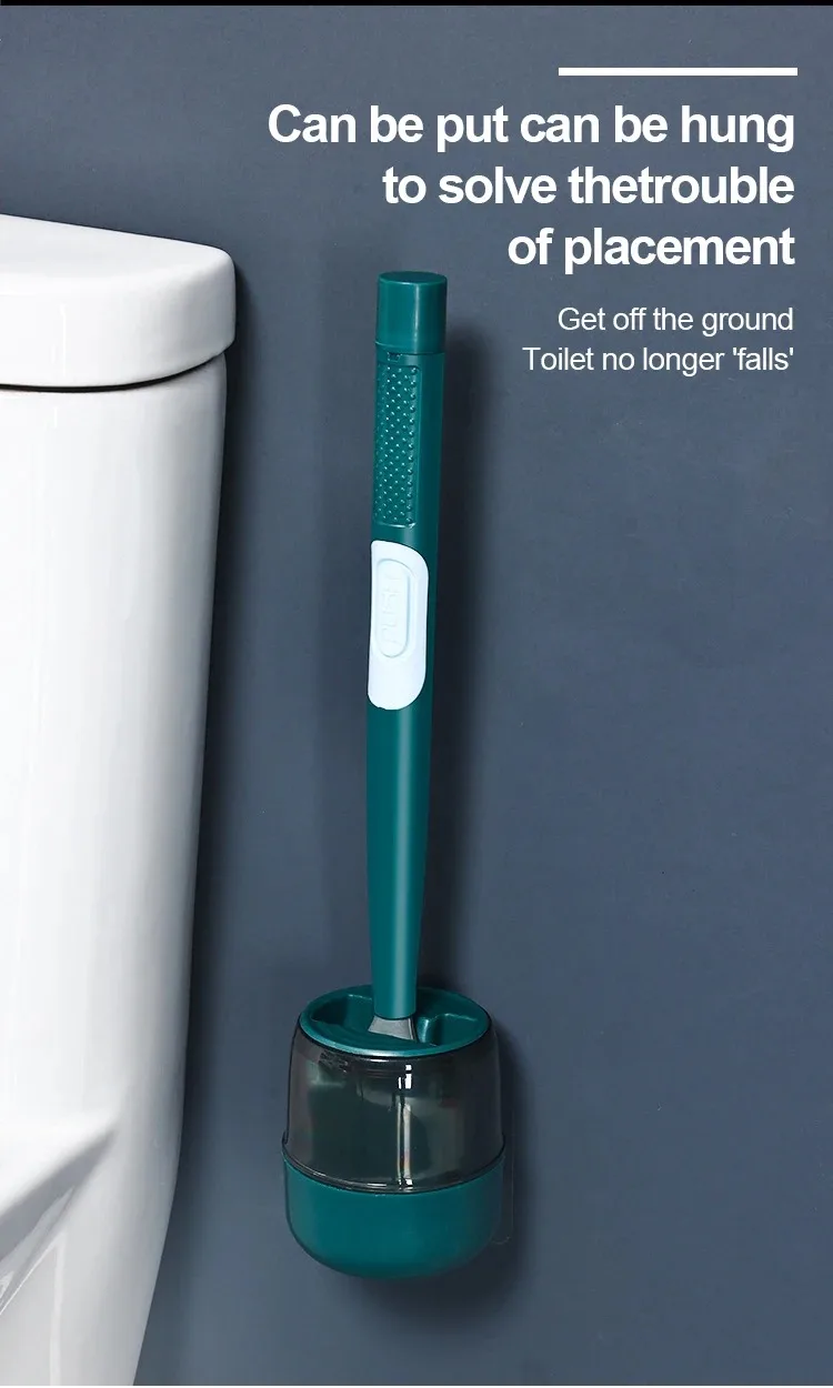 

Toilet Bowl Brush Holder Set: Silicone Toilet Brush with Refillable Handle Dispenser Bathroom Scrubber Rv Cleaner Toilet Brush
