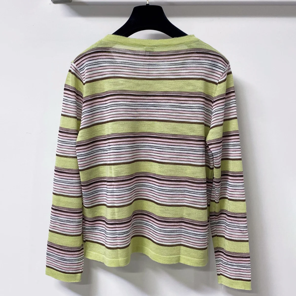 2026 New Women Round Neck Striped Knitted Sweater Long Sleeve Multicolor Horizontal Stripe Thin Soft Knit Pullover  lyt2671037 view 2