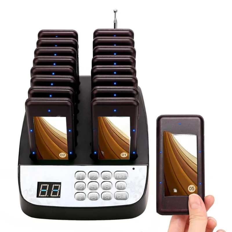 Wireless Guest pager Queuing System Restaurant equipment with 1 Transmitter 16 Pagers Retekess T113