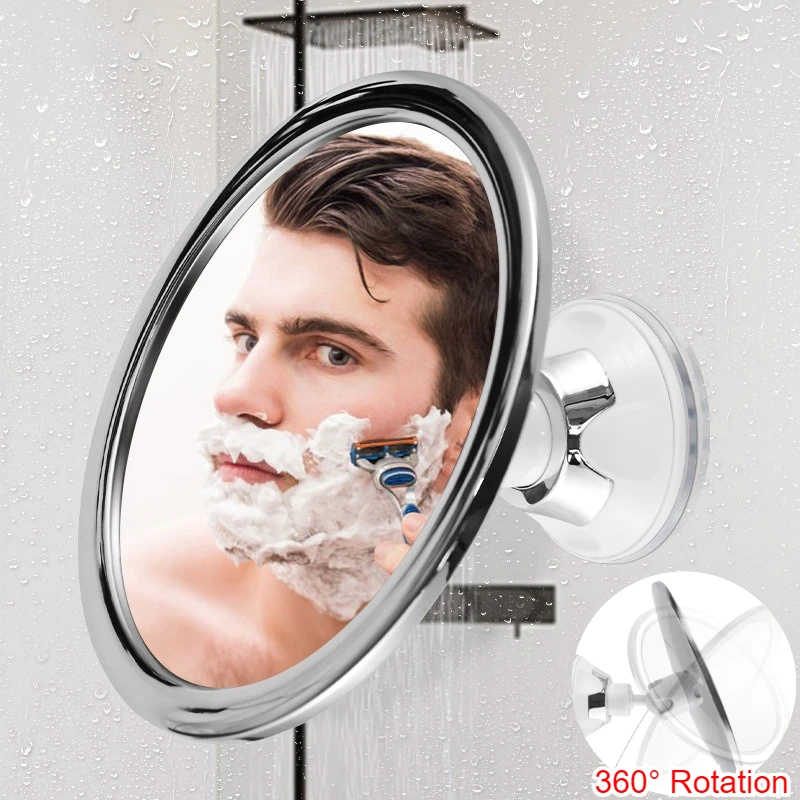 360° Rotatable Shower Mirror Bathroom Fogless Makeup Mirror With Holder Suction Cup Anti-Fog Mirror for Shaving Makeup Showering