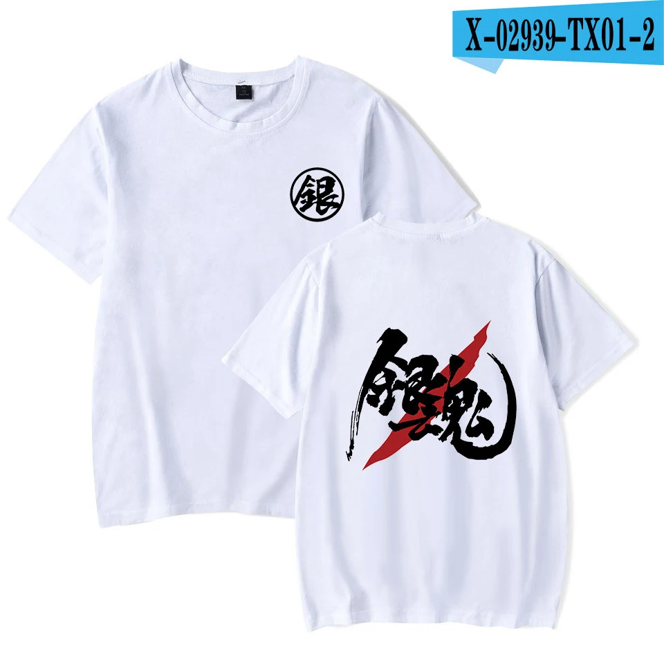 Camiseta de impressão japonesa do gintama do anime, gola redonda, manga curta, streetwear popular, plus size, moda verão