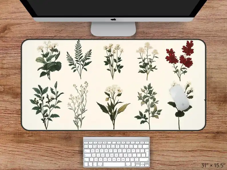 

Pastoral-style Placemats, Plant and Wildflower Mouse Pads, Office and Gaming Desk Decoration Mats, A Perfect Gift for Friends.