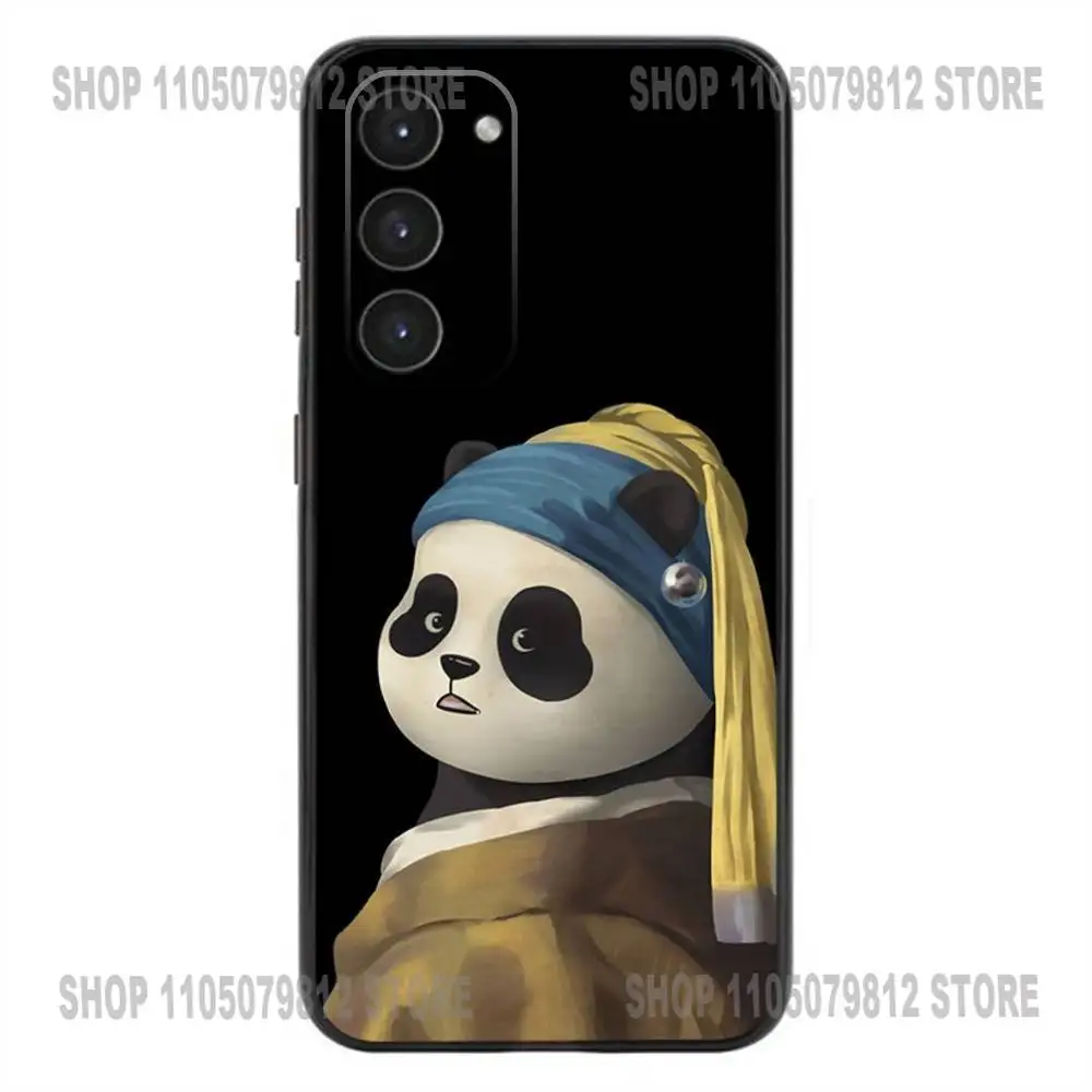 Capa de telefone divertida panda mona lisa arte para samsung galaxy a20,21s,22,31,32,52,53,72,73,80,91 capa preta de silicone macio