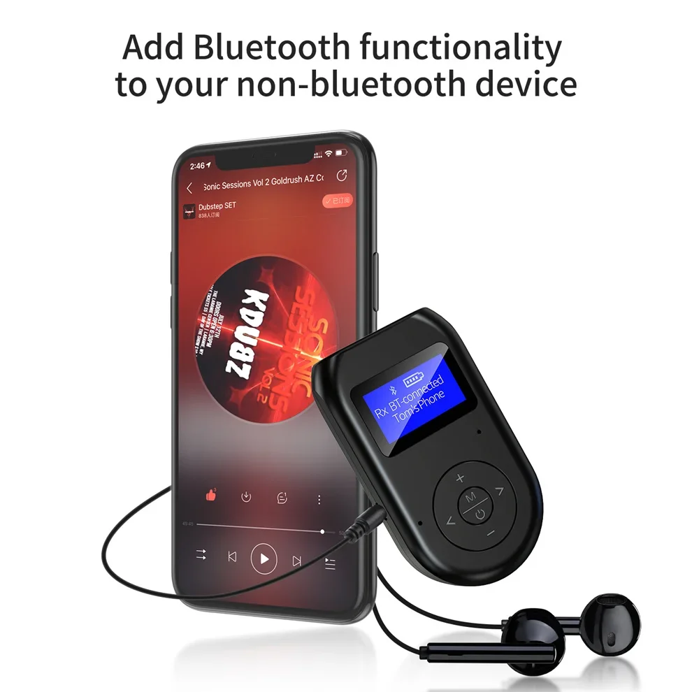 2 in 1 Bluetooth 5.0 Audio Receiver Transmitter Stereo AUX 3.5mm Jack Audio Wireless Bluetooth Adapters Dongle For Car TV PC