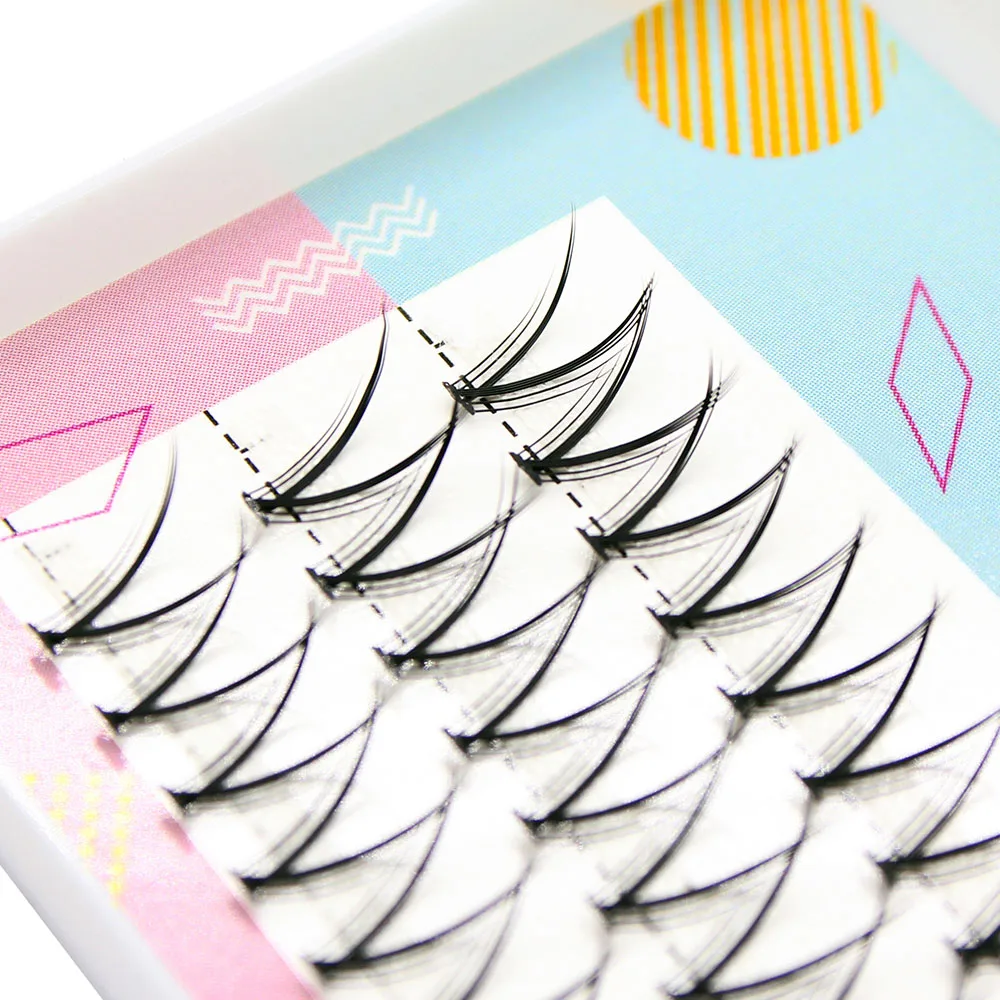 MUYD V Shape Mink Individual Fishtail Eyelash Extension Natural Dovetail 3D Cluster Eyelashes Professional Makeup Flared Lashes