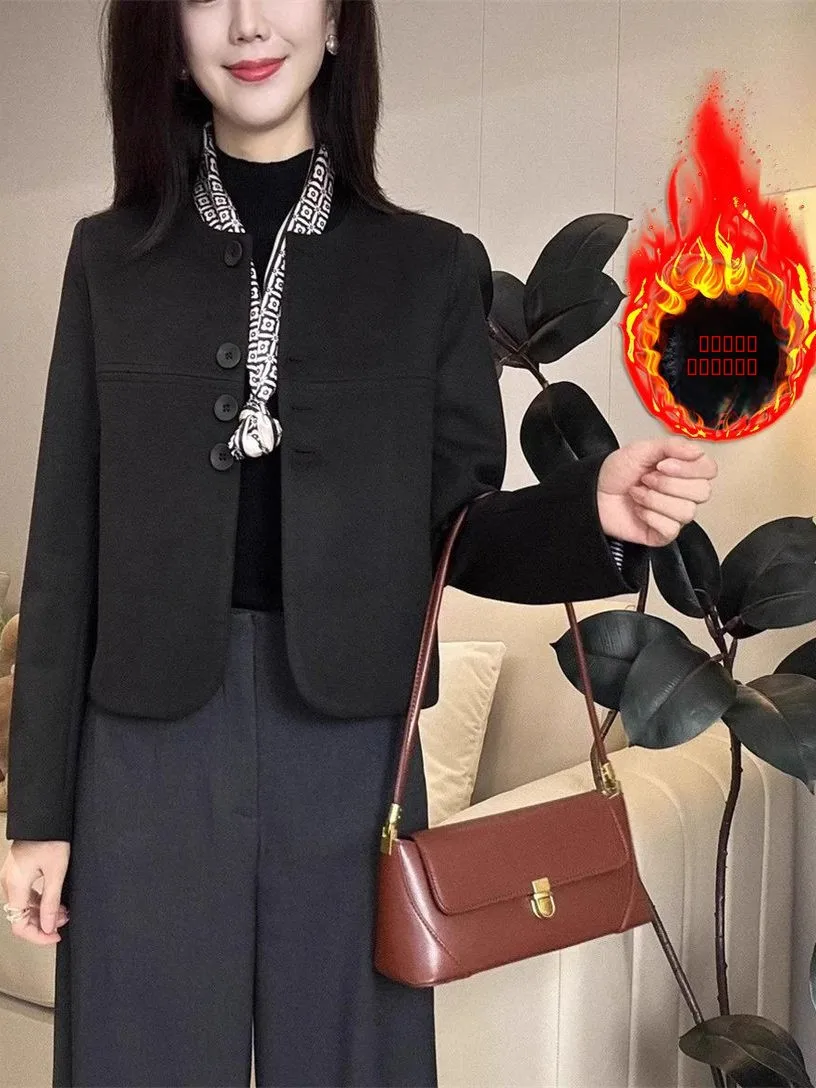 

Thiened Cotton Plaid ort Coat Women's Faion Sle Autumn Winter New Arrival Small Size Ele High-End Feeling Outerwear