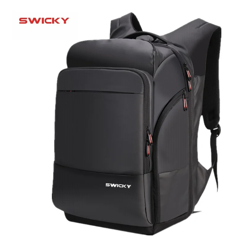 SWICKY business large capacity men 15.6inch 17inch USB charging travel multifunction anti-theft waterproof male leather backpack