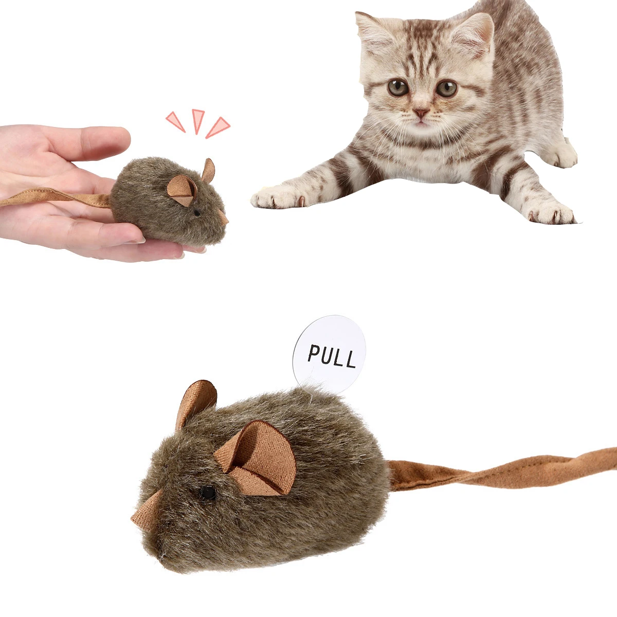 Interaktives Maus-Plüsch-Katzenspielzeug Quietschende Imitationsmäuse Bissresistentes Kätzchen-Spielzeug Interaktives Plüsch-Katzenspielzeug Zubehör – Detail 2