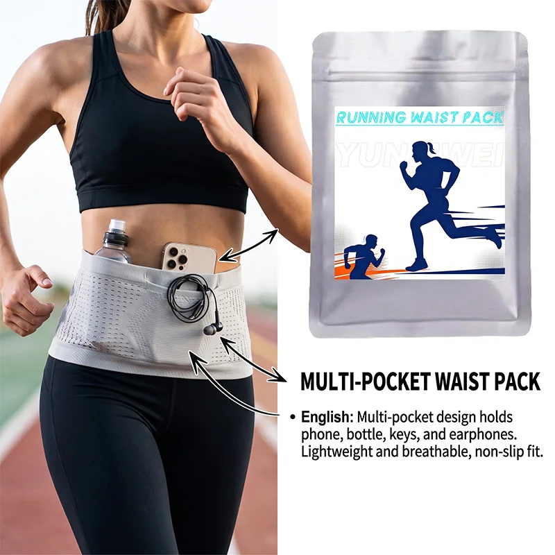 YUNLIWEI Breathable Running Belt Slim Fanny Pack Mesh Sports Waist Band Stretchy Phone Holder Pouch for Gym Workout Jogging Trav