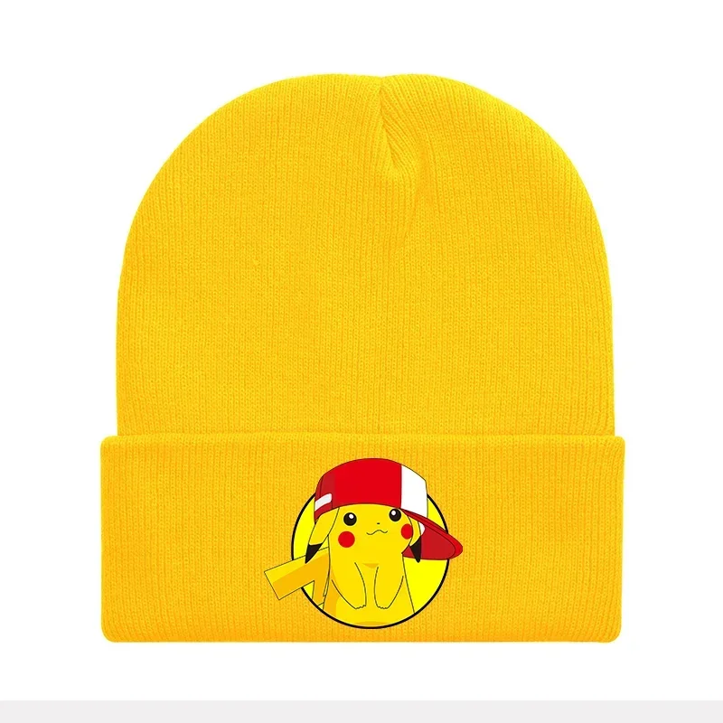 البوكيمون بيكاتشو محبوك قبعة القبعات الكرتون المطبوعة بيني أنيمي الشكل الشتاء قبعة صوفية طفل الفتيان الفتيات بونيه هدية عيد ميلاد