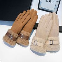 New Suede Women Fleece Gloves Cold Protection Thick Warm Cycling Mittens Windproof Touch Screen Outdoor Ski Gloves