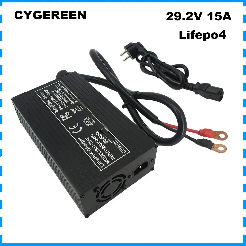 

24V 15A 8S Lifepo4 Battery Fast Charger 24 V 29.2V 100AH Iron Phosphate Solar System Golf Cart Charger XT90 Copper Nose