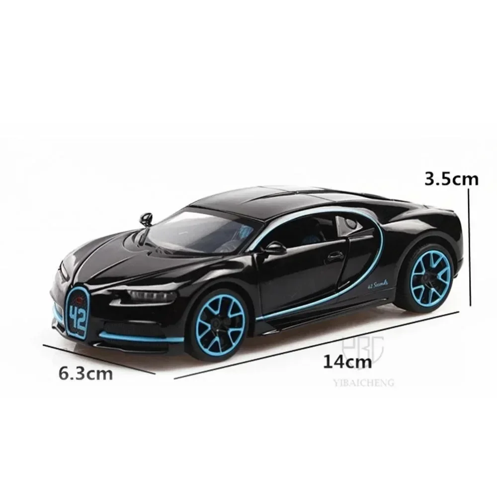 1:32 Bugatti Chiron Auto Modell Legierung Diecast Spielzeug Metall Supercar Sound Licht Zurückziehen Türen Geöffnet Weihnachten Geschenke für Kinder