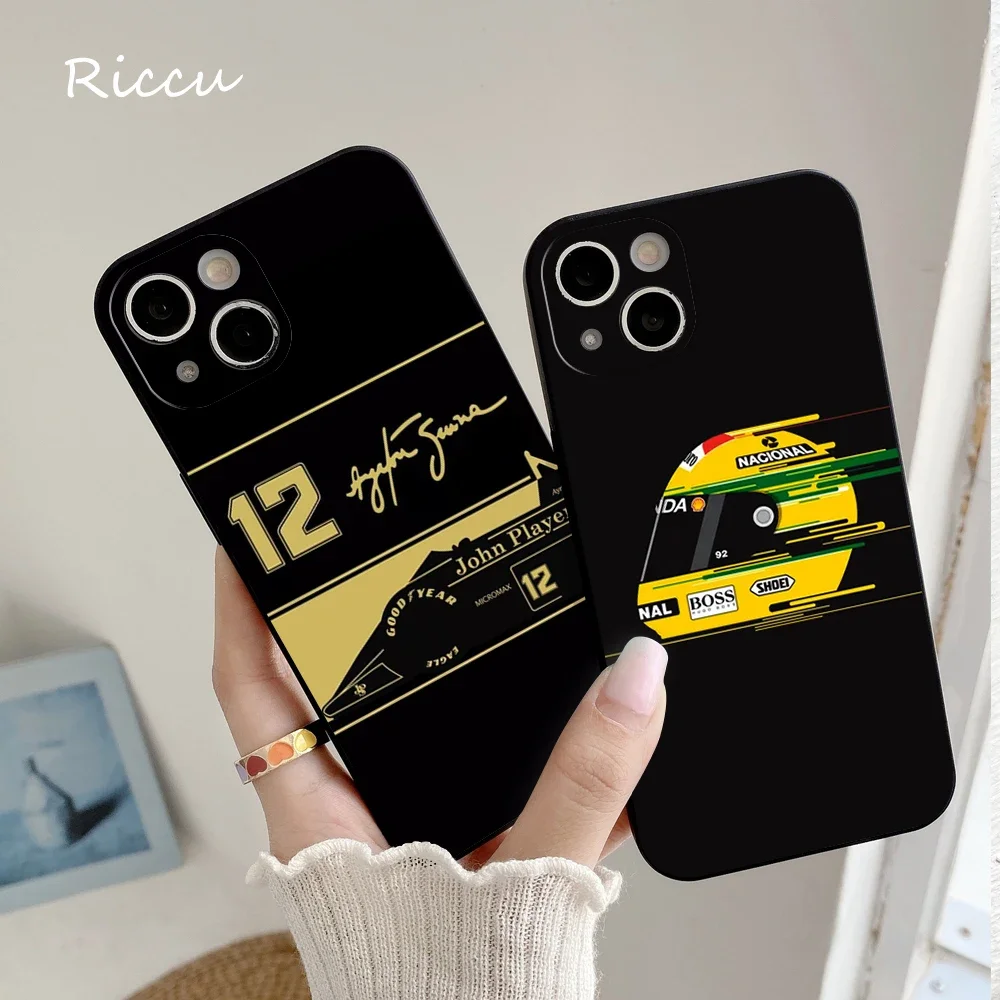 For iPhone14 15 Ayrton Senna Helmet F1 Racing Phone Case for iPhone14 13 15 11 12 Mini Pro MAX 7 Plus X XR XS MAX 14 Pro covers