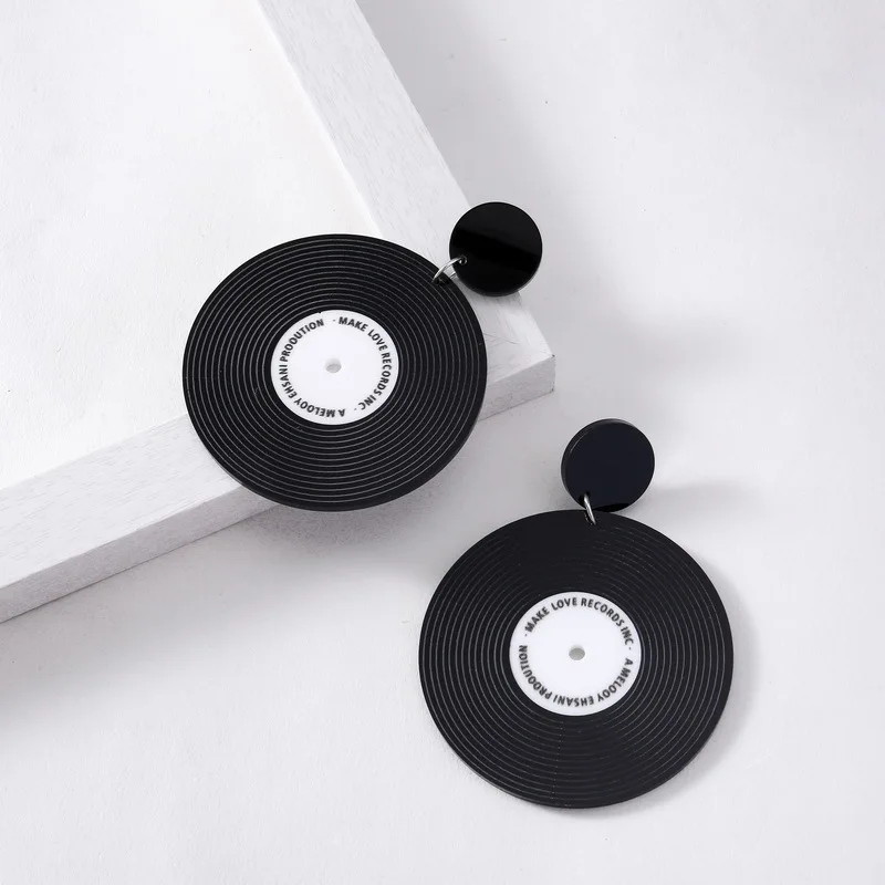 New Geometric Acrylic Drop Earrings For Women Hip Hop Trend Party Jewelry Tape Records Rugby Doughnuts Valentine\'s Day