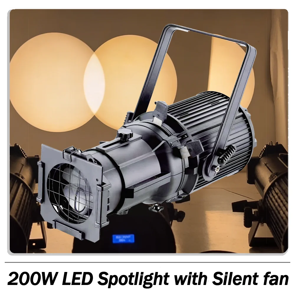 

200W LED Profile Spotlight Silent fan 19 26 36 Degree Studio Light Cold Warm White DMX512 Stage Lighting for DJ Disco party bar