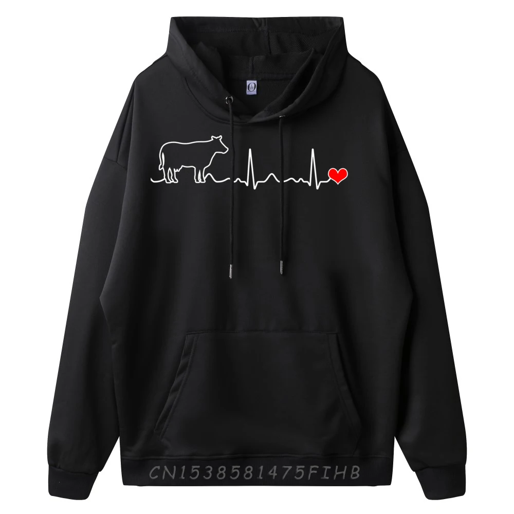 I Love My Cow Valve EKG Heartbeat Heart Patient Graphic Sweatshirts Men Long Sleeve Hoodie Easter Sunday