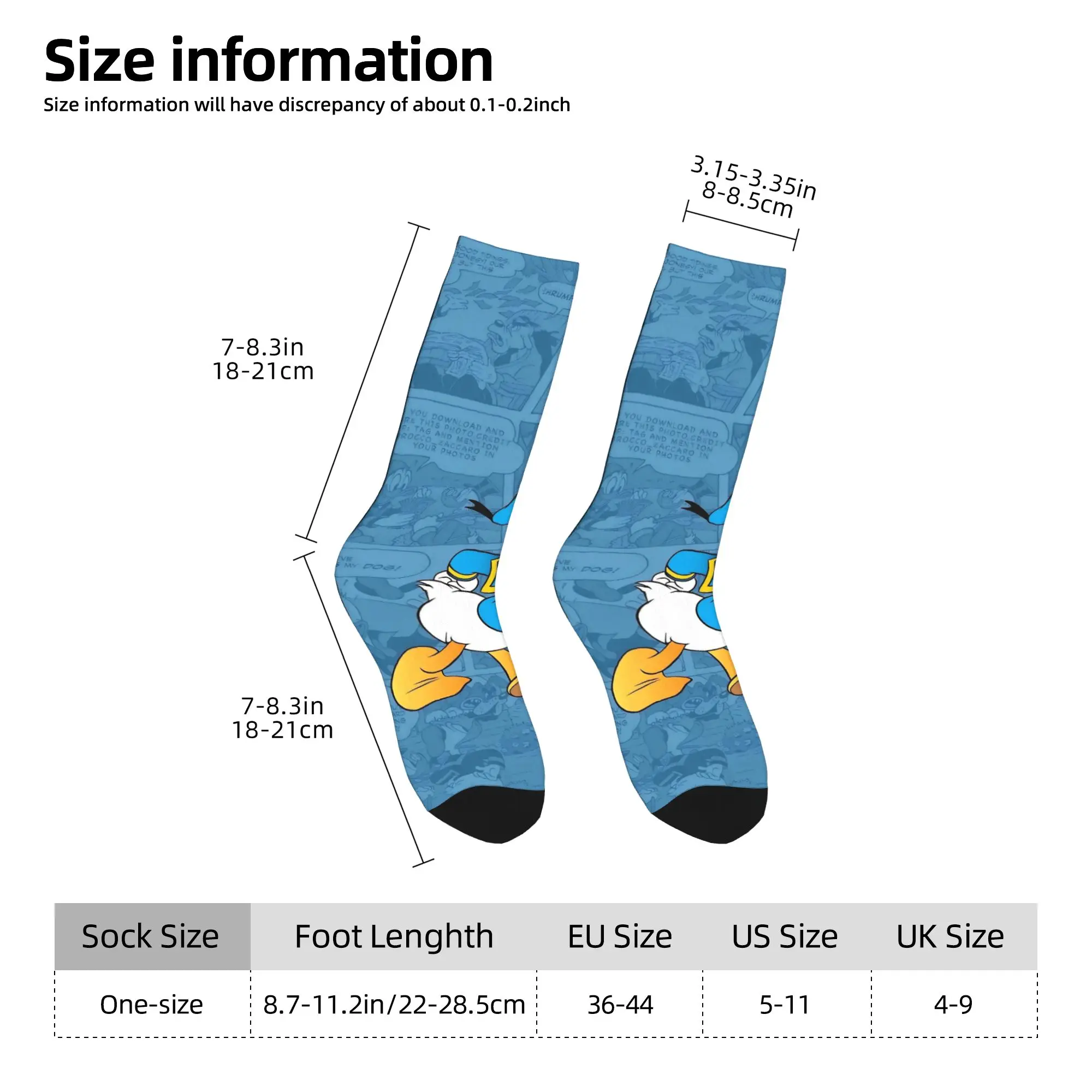 ドナルドダック漫画靴下男性女性ポリエステルファッション靴下クレイジー春夏秋冬ミドルチューブソックスギフト