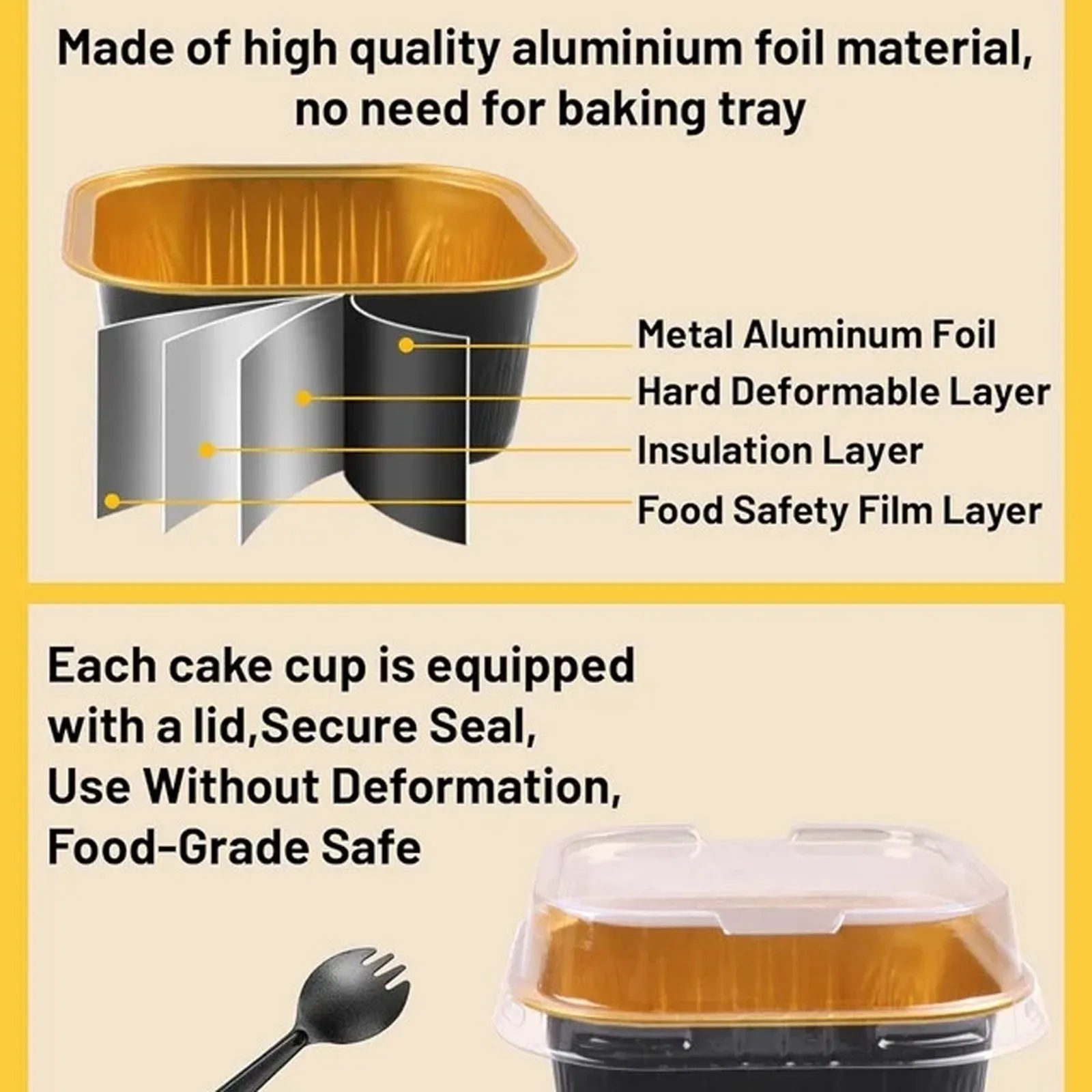 60 قطعة من مقالي الكيك الصغيرة المربعة مع أغطية وملاعق أكواب كب كيك للاستعمال مرة واحدة أكواب حلوى مربعة لحفلات الزفاف وأعياد الميلاد
